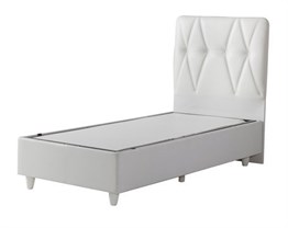 Belletto Tek Kişilik Sandıklı Beyaz Deri Baza + Beyaz Deri Başlık+ Palas Soft Yatak 1 Adet Yastık Hediyeli